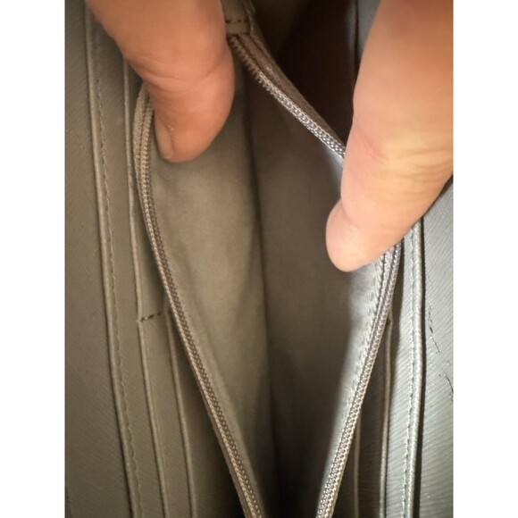 $65 Fossil Jayda Zip Clutch Wallet Grey Black Gunmetal Metallic - Picture 11 of 13